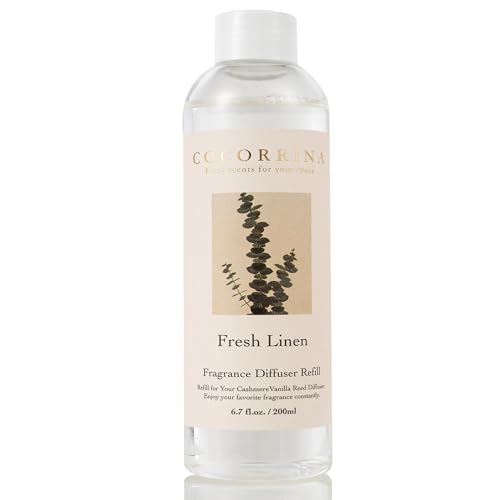 COCORRÍNA Raumduft Nachfüller 200ml, Fresh Linen, Langanhaltender Duft mit natürlichen ätherischen Ölen, Erfrischender und beruhigender Raumduft für Wohnzimmer, Schlafzimmer und Badezimmer von COCORRÍNA