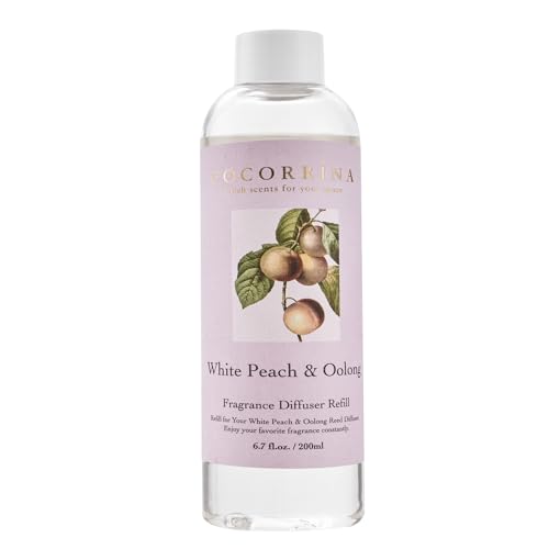 COCORRÍNA Raumduft Nachfüller 200ml, White Peach Oolong, Langanhaltender Duft mit natürlichen ätherischen Ölen, Erfrischender und beruhigender Raumduft für Wohnzimmer, Schlafzimmer und Badezimmer von COCORRÍNA
