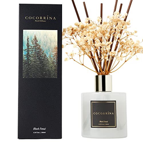 COCORRÍNA Raumduft Reed Diffuser mit 8 Duftstäbchen 200ml - Schwarzwald, Natürlich, Langanhaltend, Home Duft ätherisches Öl Reed Diffusor für Badezimmer Regal Dekoration von COCORRÍNA