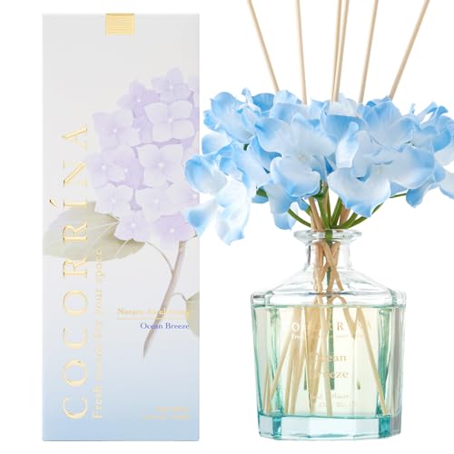 Cocorrína Blume Raumduft mit 8 Duftstäbchen 250ml- Meeresbrise, Natürlich, Langanhaltend, Reed Diffuser für Haus Schlafzimmer Büro Badezimmer Regal Dekor (Master-Kollektion von COCORRÍNA