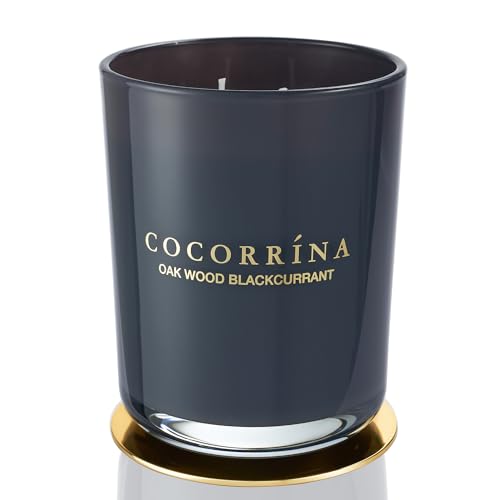 Cocorrína Candle Duftkerze im Glas - Eichenholz Schwarze Johannisbeere, Brenndauer bis zu 46 Stunden mit 2 Dochten, Natürliche Soja-Kerze, Weihnachten Geschenk Kerze, 420g von COCORRÍNA
