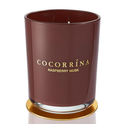 Cocorrína Candle Duftkerze im Glas - Himbeere Moschus, Brenndauer bis zu 46 Stunden mit 2 Dochten, Natürliche Soja-Kerze, Weihnachten Geschenk Kerze, 420g von COCORRÍNA