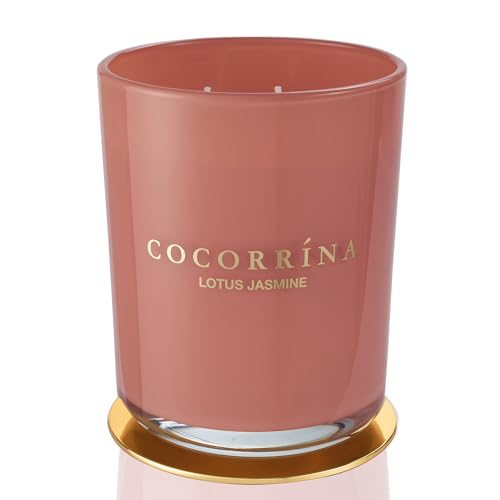 Cocorrína Candle Duftkerze im Glas - Lotus Jasmin, Brenndauer bis zu 46 Stunden mit 2 Dochten, Natürliche Soja-Kerze, Weihnachten Geschenk Kerze, 420g von COCORRÍNA