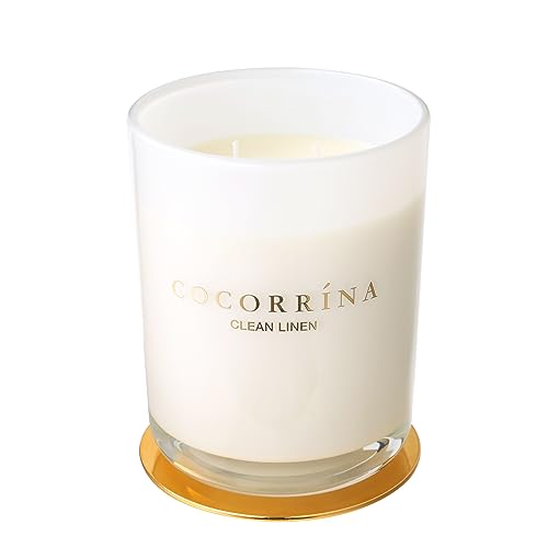 Cocorrína Candle Duftkerze im Glas - Saubere Leinen, Brenndauer bis zu 46 Stunden mit 2 Dochten, Natürliche Soja-Kerze, Weihnachten Geschenk Kerze, 420g von COCORRÍNA