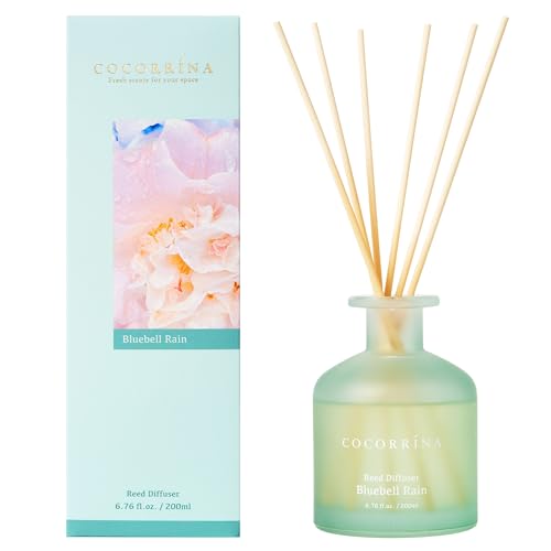 Cocorrína Raumduft Diffuser mit Duftstäbchen 200ml- Bluebell Regen, Natürlich, Langanhaltend, für Schlafzimmer Badezimmer Regal Dekor Büro Dekoration, Aromatherapie von COCORRÍNA