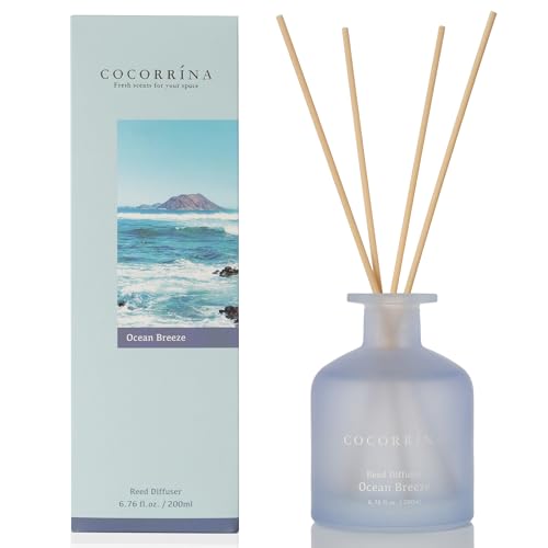 Cocorrína Raumduft Diffuser mit Duftstäbchen 200ml- Ozeanbrise, Natürlich, Langanhaltend, für Schlafzimmer Badezimmer Regal Dekor Büro Dekoration, Aromatherapie von COCORRÍNA