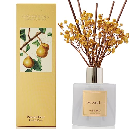 Cocorrína Raumduft Reed Diffuser mit 8 Duftstäbchen 200ml- Gefrorene Birne, Natürlich, Langanhaltend, Home Duft ätherisches Öl Reed Diffusor für Badezimmer Regal Dekoration von COCORRÍNA