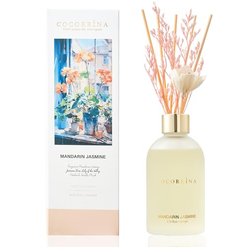 Cocorrína Raumduft mit 8 Duftstäbchen 200ml, Mandarine Jasmin Blume Zimmerduft, Reed Diffuser für Badezimmer Regal Dekoration Cocorrína Raumduft mit 8 Duftstäbchen 200ml, Mandarine Jasmin Blume Zimmerduft, Reed Diffuser für Badezimmer Regal Dekoration von COCORRÍNA