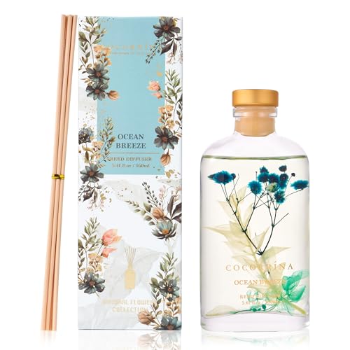 Cocorrína Raumduft mit Duftstäbchen, 160ml Meeresbrise Reed Diffuser, Lufterfrischer für Badezimmer, Regal, Heimdekoration von COCORRÍNA