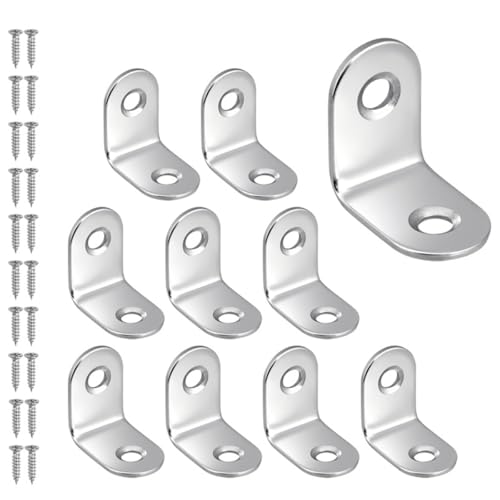10 Stück Winkelverbinder, Edelstahl Winkel Metallwinkel 90 Grad L Form Möbelwinkel Kleine Winkel Metall Mit 20 Schraube für Holz Möbel Tabelle Stuhl (25*25*16mm) von COCPZ&ZL