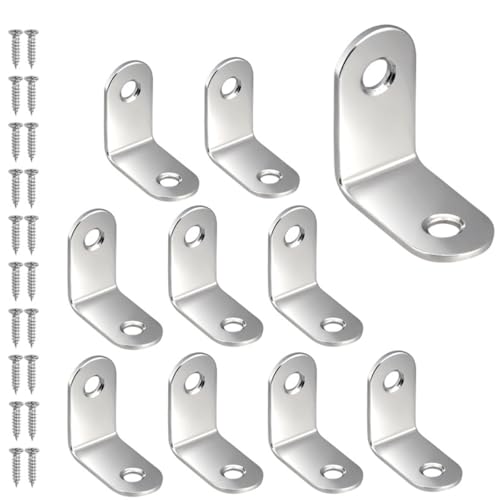 10 Stück Winkelverbinder, Edelstahl Winkel Metallwinkel 90 Grad L Form Möbelwinkel Kleine Winkel Metall Mit 20 Schraube für Holz Möbel Tabelle Stuhl (30*30*16mm) von COCPZ&ZL