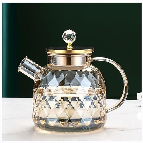 Glas-Teekanne, Herd- und mikrowellenfest, Glas-Teekannen mit Bambusdeckel, Teekanne für losen Tee und blühenden Tee und Früchtetee, handgefertigter Früchtetee-Wasserkocher (Color : Clear, Size : 1.3 Glas-Teekanne, Herd- und mikrowellenfest, Glas-Teekannen mit Bambusdeckel, Teekanne für losen Tee und blühenden Tee und Früchtetee, handgefertigter Früchtetee-Wasserkocher (Color : Clear, Size : 1.3 von COCZOO