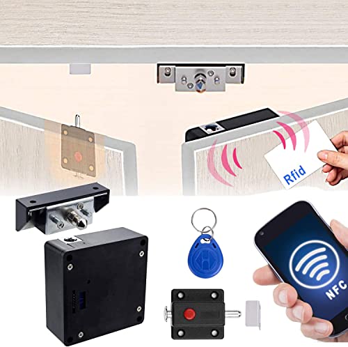 Elektronisches Schrankschloss, intelligentes NFC-RFID-Schlösser-Set, versteckte DIY-Schrankschlösser mit Schiebeverriegelung für Doppeltürenschrank, Spind, Schublade, Holzschrank (Android-Support) von CODACE