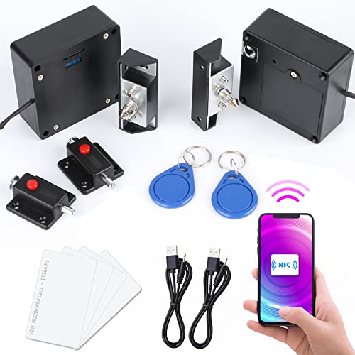 CODACE Verstecktes RFID-Schrankschloss, intelligente NFC-Elektronikschlösser mit Schieberiegelschloss für Doppeltür-Holzschrankschublade von CODACE