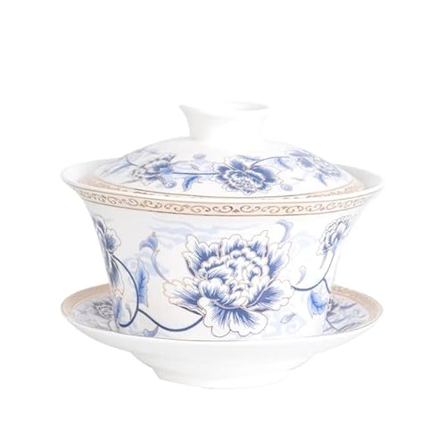 CODAO 350 ml Keramik mit großem Fassungsvermögen, Gaiwan-Porzellankunst, Vogel-Teeterrine, Blumen-Teeschale mit Untertassendeckel-Kit , Teeset, Trinkgeschirr von CODAO