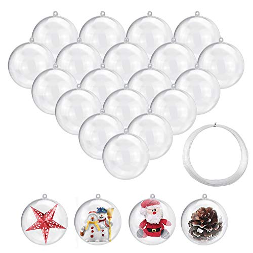 CODIRATO Acrylkugeln 4cm Durchmesser durchsichtige Kugel Aufhängen transparent Dekokugel Bastel Set Christbaumkugeln Acrylkugel Teilbar befüllbare von CODIRATO