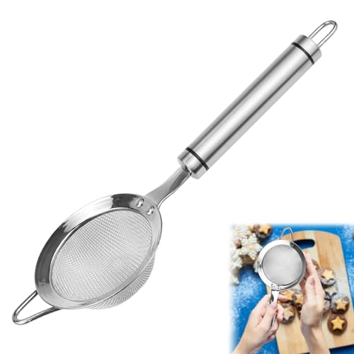 CODIRATO Edelstahl Feinmaschiges Sieb Küchensieb feinmaschig Kochsieb Nudelsiebe 8cm Edelstahl Mehlsieb Haushaltssieb Schaumlöffel Sieb Küche Metallsiebe für Mehl, Quinoa, Siebenr, Puderzucker von CODIRATO