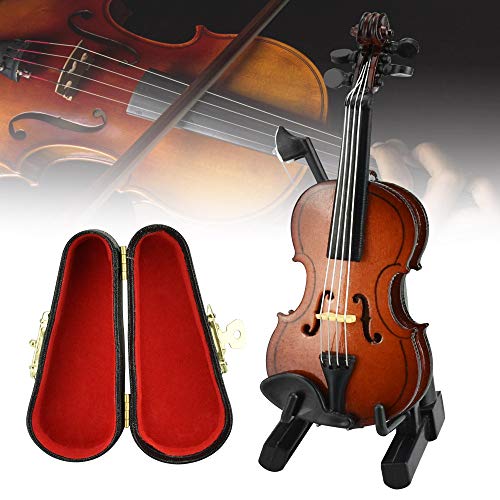 CODIRATO Holz Violine Violine Spielzeug Miniatur Violine Mini Violine Modell mit Ständer, Bogen, Koffer Mini Geige Musikinstrument für die Hausdekoration Puppenhaus Dekoration Kinder Spielzeug von CODIRATO