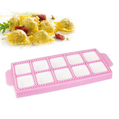 CODIRATO Knödelform Knödel Hersteller Ravioliform Ravioli Eckig Ausstecher 26.5 x 10.5 x 2cm Knödel Gebäck Form für 10 stück Ravioli, Knödel, Pink von CODIRATO