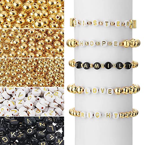 1600 Stück Buchstabenperlen A-Z zum Auffädeln, Mini Acrylperlen Set Rund Multi-Größe Gold und Weiß Runde Perlen Buchstabenperlen mit Loch Perlen für DIY zum Auffädeln Armbänder,Choker, Schmuck 1600 Stück Buchstabenperlen A-Z zum Auffädeln, Mini Acrylperlen Set Rund Multi-Größe Gold und Weiß Runde Perlen Buchstabenperlen mit Loch Perlen für DIY zum Auffädeln Armbänder,Choker, Schmuck von COEKI