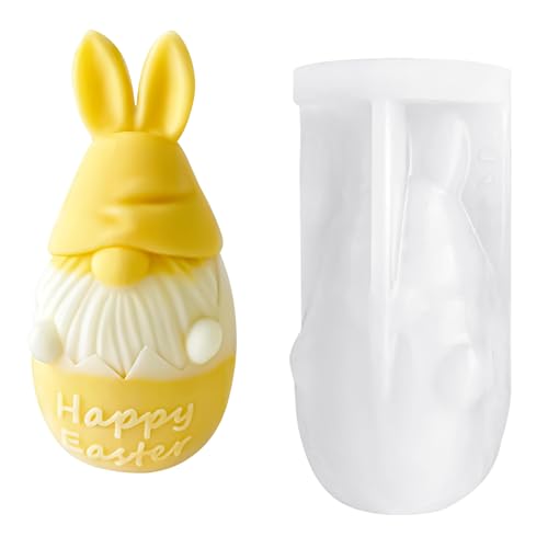 3D Ostereier Silikonform Kerze, Ostern Wichtel Kerzeform, Kaninchen Ei Zwerge Silikonform Handgefertigte Kerzenform Ostereierform DIY Fondant Pralinen Backformchen Ostern Wichtel (A) von COEKI