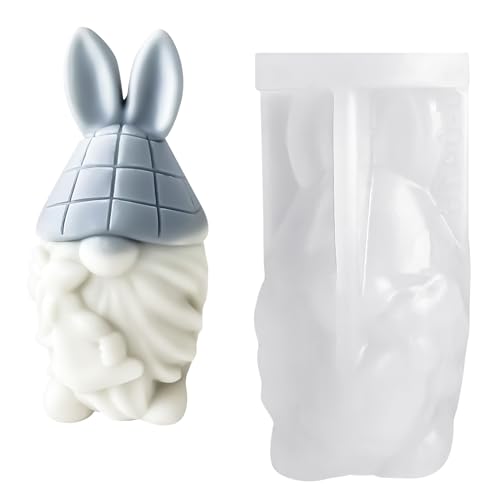 3D Ostereier Silikonform Kerze, Ostern Wichtel Kerzeform, Kaninchen Ei Zwerge Silikonform Handgefertigte Kerzenform Ostereierform DIY Fondant Pralinen Backformchen Ostern Wichtel (B) von COEKI