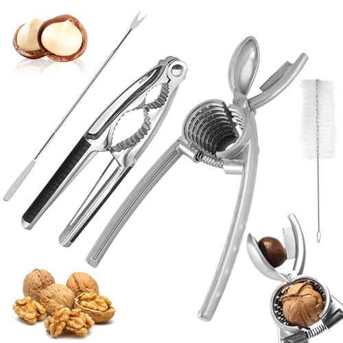 COEKI 4er Set Nussknacker, Nutcracker, Nussknacker Walnüsse, Haselnussknacker, Edelstahl Walnussknacker Multifunktional Nußknacker mit Walnussnadeln für Pecan Walnut Mandeln Haselnüsse (03) von COEKI