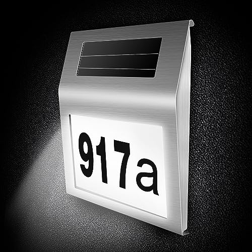 COEKI Edelstahl Hausnummer Solar Beleuchtete 2 LEDs Solarhausnummer mit Dämmerungsschalter IP65 Wasserdicht Außen mit Nummern 0-9 & Buchstaben A-H COEKI Edelstahl Hausnummer Solar Beleuchtete 2 LEDs Solarhausnummer mit Dämmerungsschalter IP65 Wasserdicht Außen mit Nummern 0-9 & Buchstaben A-H von COEKI