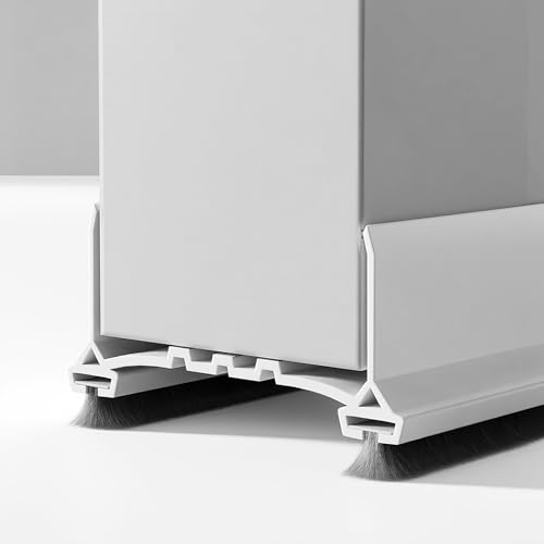 COEKI Türdichtung Dichtungsband für Türen Weiß, Türdichtung mit Doppelseitigen Bürste, Zugluftstopper für Türen Selbstklebend Türdichtung unten Zuschneidbare von COEKI