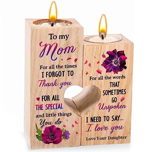 Muttertagsgeschenke für Mama, Kerzenständer-Mama Geschenk, Kerzen Geschenke für Mama,Wooden Heart Shaped Candle Holde, Kerzenhalter Geburtstagsgeschenk für Mama Geburtstag (Geschenk Beste Mama) von COEKI