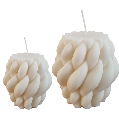 CÔEM - 2er Set Handgemachte Tropfkerzen aus Rapswachs (Naturwachs) „Klein & Groß“ Deko Kerzen in Weiß - Tropfkerzen Kerze mit Baumwolldocht - Naturkerzen ohne Palmöl & Schadstoffe (87g/300g) von CÔEM