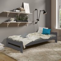 Coemo Bett Classico Holzbett Bettgestell mit Lattenrost Massivholz Kiefer Farbe Anthrazit 100 x 200 cm - Anthrazit von COEMO