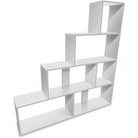 Coemo Treppenregal Scala aus Holz Weiß Raumteiler Standregal 155x29x163 cm - Weiß von COEMO