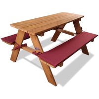 Coemo - Kinder-Sitzgruppe Picknicktisch mit Polster Spieltisch Gartentisch Holz - natur von COEMO
