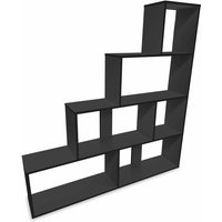 Treppenregal Scala aus Holz Schwarz Raumteiler Standregal 155x29x163 cm - Schwarz - Coemo von COEMO