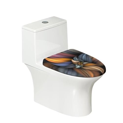 COEQINE 3D Retro Blume WC Deckel Abdeckung Set Braun Boho Blumendruck Badezimmer Dekoration WC Sitz Abdeckung mit elastischem Rand von COEQINE