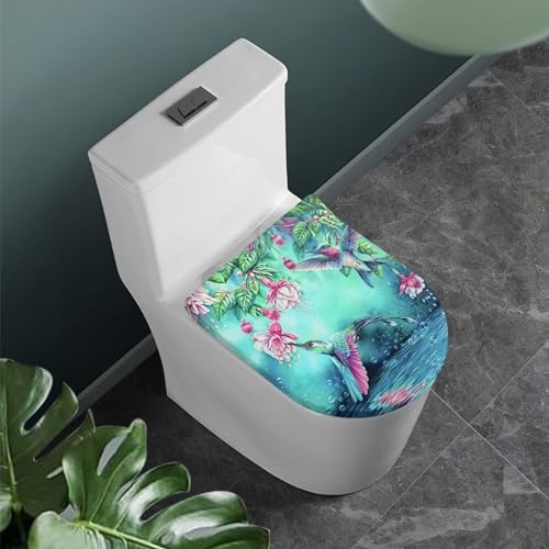 COEQINE Kolibri Floral Toilettendeckel Abdeckung Toilettendeckel Abdeckung Länglich Badezimmer Auqa Animal Print Home Decoration von COEQINE