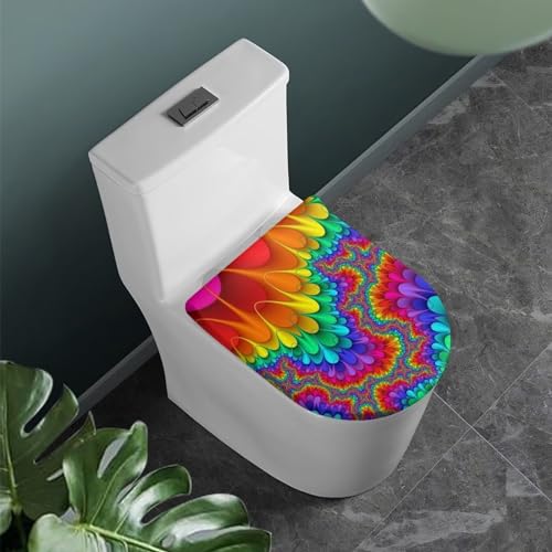 COEQINE Regenbogen-Toilettensitz-Deckelbezug, Marmor-Toilettendeckel, Staubschutz, dehnbar, rutschfest, für Party-Dekoration, CZA28-1117-14 von COEQINE