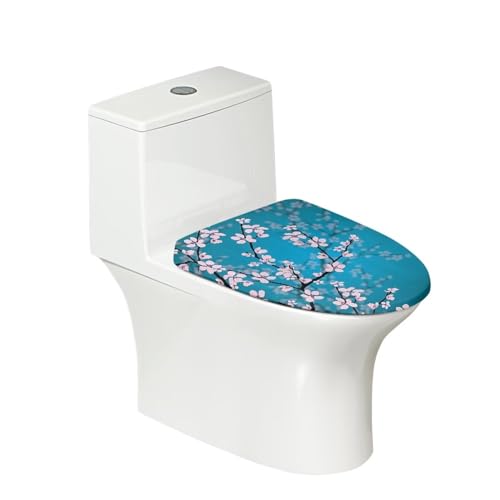 COEQINE WC-Deckelbezug mit Blumenmuster, Schwarz / Dunkelblau, für Zuhause, Party, Dekoration von COEQINE