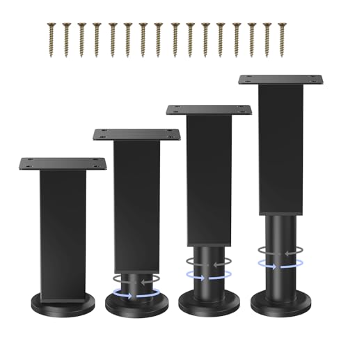 COEWUR 4 Stück Möbelfüße Höhenverstellbar Schwarz 12cm-18cm Möbelbeine Metall mit Schrauben Eckig Füße für Möbel Sofa Fernsehschrank Bett Couch Kommode Nachttisch Schrank Stuhl COEWUR 4 Stück Möbelfüße Höhenverstellbar Schwarz 12cm-18cm Möbelbeine Metall mit Schrauben Eckig Füße für Möbel Sofa Fernsehschrank Bett Couch Kommode Nachttisch Schrank Stuhl von COEWUR