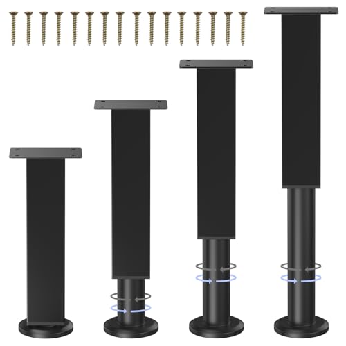 COEWUR 4 Stück Möbelfüße Höhenverstellbar Schwarz 18cm-30cm Möbelbeine Metall mit Schrauben Eckig Füße für Möbel Sofa Fernsehschrank Bett Couch Kommode Nachttisch Schrank Stuhl COEWUR 4 Stück Möbelfüße Höhenverstellbar Schwarz 18cm-30cm Möbelbeine Metall mit Schrauben Eckig Füße für Möbel Sofa Fernsehschrank Bett Couch Kommode Nachttisch Schrank Stuhl von COEWUR