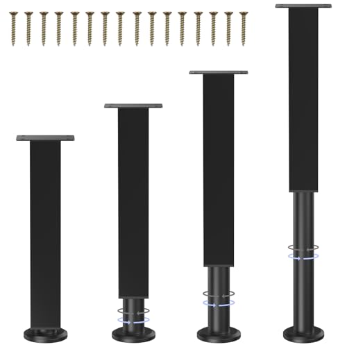 COEWUR 4 Stück Möbelfüße Höhenverstellbar Schwarz 25cm-42cm Möbelbeine Metall mit Schrauben Eckig Füße für Möbel Sofa Fernsehschrank Bett Couch Kommode Nachttisch Schrank Stuhl COEWUR 4 Stück Möbelfüße Höhenverstellbar Schwarz 25cm-42cm Möbelbeine Metall mit Schrauben Eckig Füße für Möbel Sofa Fernsehschrank Bett Couch Kommode Nachttisch Schrank Stuhl von COEWUR
