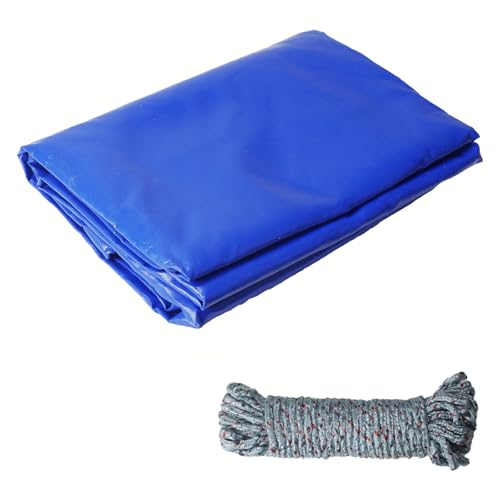 COEWUR Plane 3x4m Blau 420 g/m² Abdeckplane mit Ösen Schutzplane PVC Wasserdicht Reißfest Gartenplane UV Schutz Gewebeplane mit 10m Winddichtes Seil für LKW Schwimmbad Markisen von COEWUR