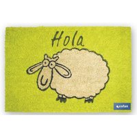Bemalte Fußmatte aus Kokosnuss für den Innenbereich, 40 x 60 x 1,50 cm (Hello Sheep) von COFAN