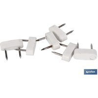 Blister mit 6 kleinen weißen zweizackigen Stopfen Blister mit 6 kleinen weißen zweizackigen Stopfen von COFAN