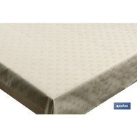 Tischdecke aus schmutzabweisendem Kunstharz, 140 x 140 cm, 50 % Polyester, 45 % Baumwolle, 5 % Lurex, Beige von COFAN