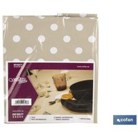 Wasserdichte, schmutzabweisende Tischdecke mit Tupfenmuster, 140 x 300 cm, aus beigem und weißem Vinyl und Polyester von COFAN