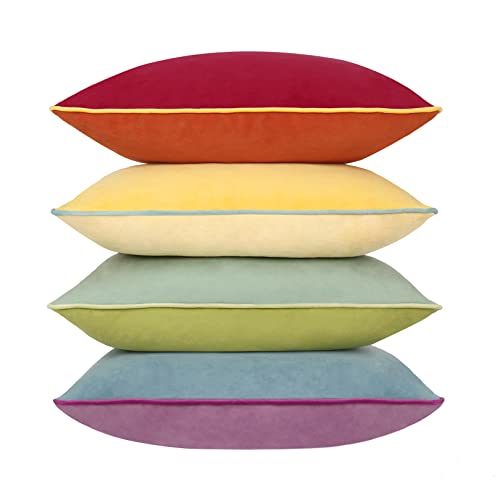 COFEDE Samt-Kissenbezüge, 45,7 x 45,7 cm, dekorativ, quadratisch, gemischte Farben, für Sofa, Bett, Bank, Couch, 45 x 45 cm, Regenbogenfarben von COFEDE