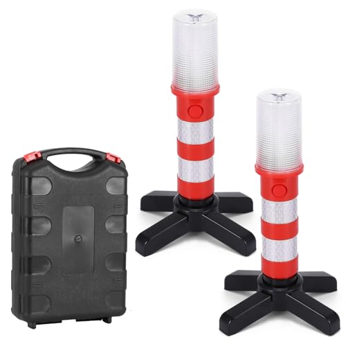 COFEMY LED Notfall Flares Set - 2 Leuchten Rotes Licht für Autobahn Straß Sicherheitsleuchte Camping-Lampe Alternative zu Sicherheitsdreieck LED-Notfall von COFEMY