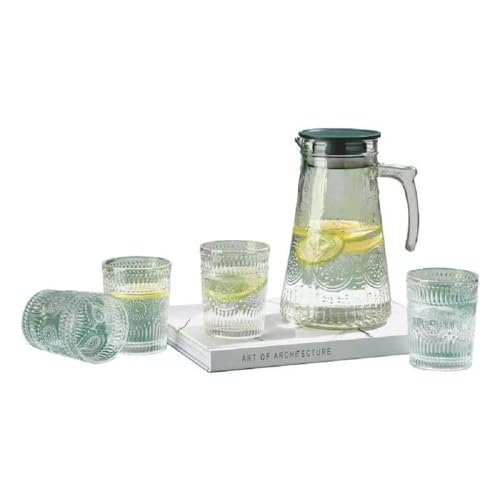 1,8 Liter Krug Karaffe 4 Gläser je 250ml Glas Trinkgläser Limonade Wasser 5 tlg Set GB04 von COFI 1453